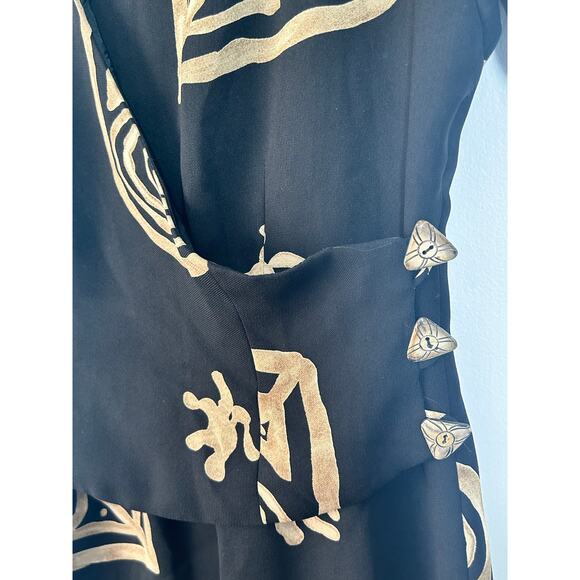 Vintage Donna Morgan Dress Size 12 Faux Wrap Tribal Hearts Boho Whimsigoth - Picture 4 of 6